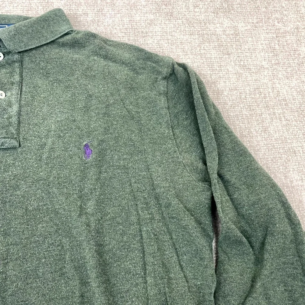 Polo By Ralph Lauren Polo Shirt Men XL Green Performance High Low Slit Pony Logo